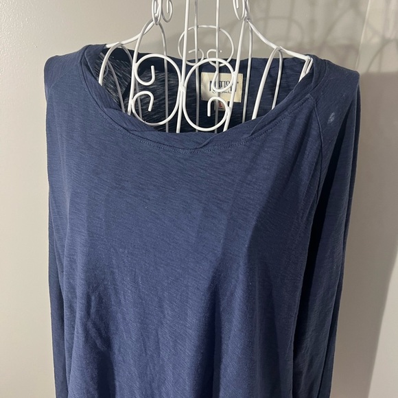 Nation LTD Navy Long Sleeve Braided Neck 100% Pima Cotton Normcore Size L - Picture 2 of 7